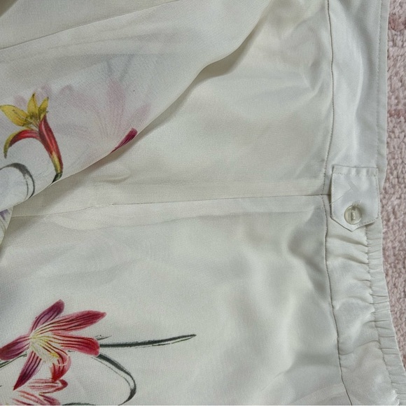 NWOT Soft Surroundings Cream Floral A-Line Skirt Spring Floral Lily Print Size L - Picture 8 of 12